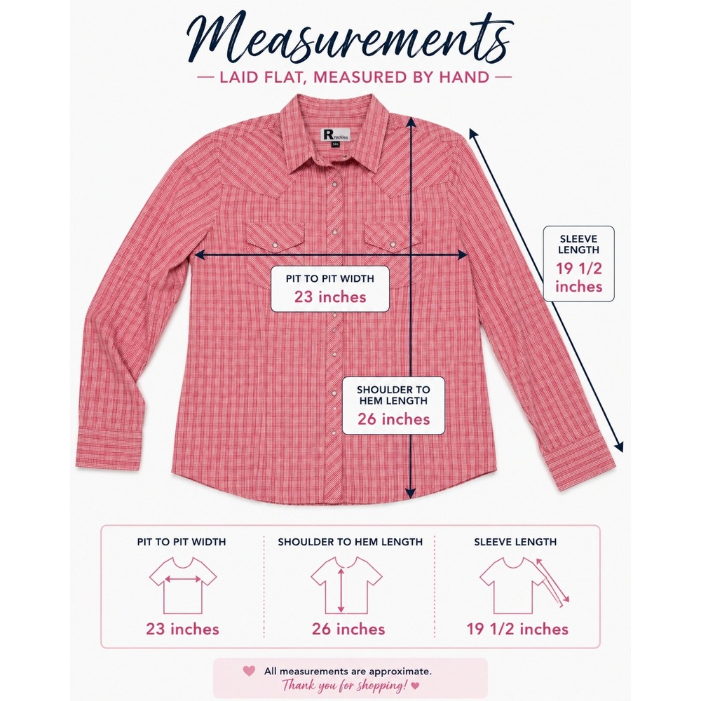 Rockies Western Shirt Women XXL Pink Good Gingham Snap Front Plaid RT31341031 - Picture 5 of 14